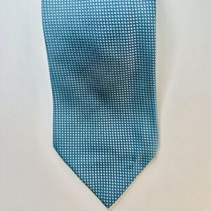 Hermès Paris Blue Silk Neck Tie  Geometric Pattern Made in France